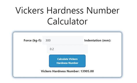 vicker hardness number testing|vickers hardness number calculator.